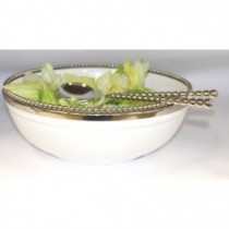 white beaded bowl