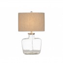 FILLABLE BOTTLE LAMP WITH LINEN SHADE