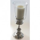 NICKEL AND GLASS TABLE HURRICANE LAMP